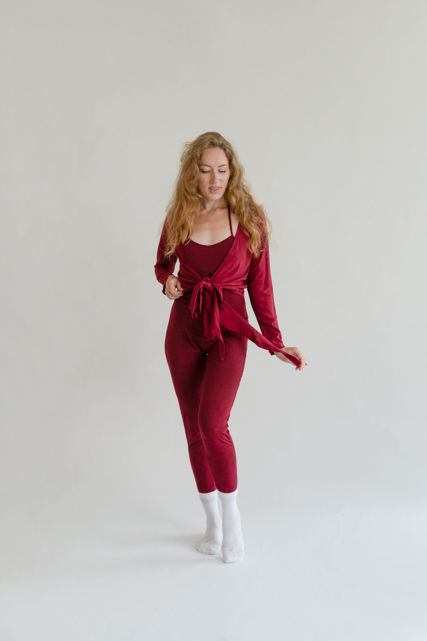 Ballerina Wrap Top Cardigan Burgundy - Image 3