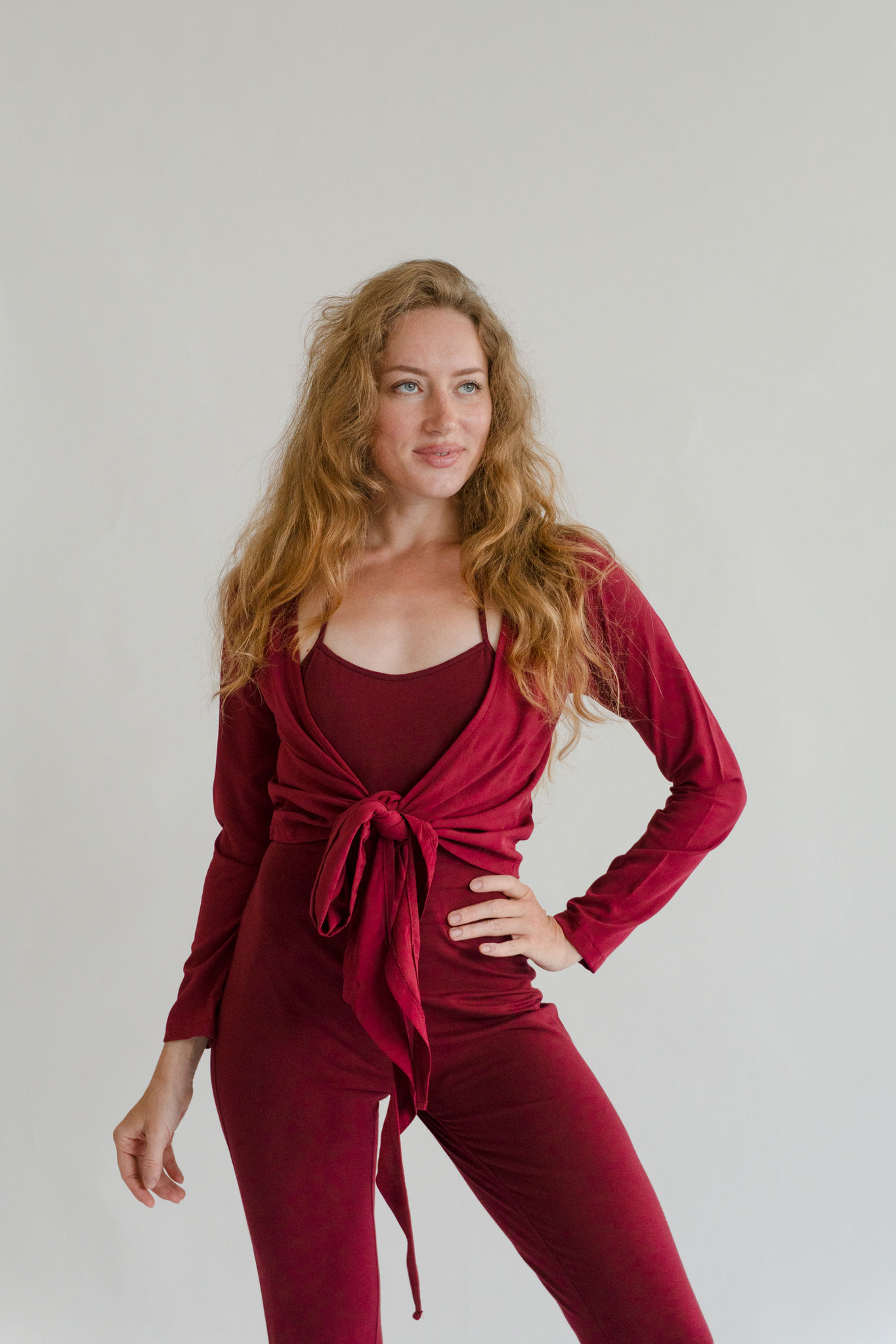 Ballerina Wrap Top Cardigan Burgundy - Image 2